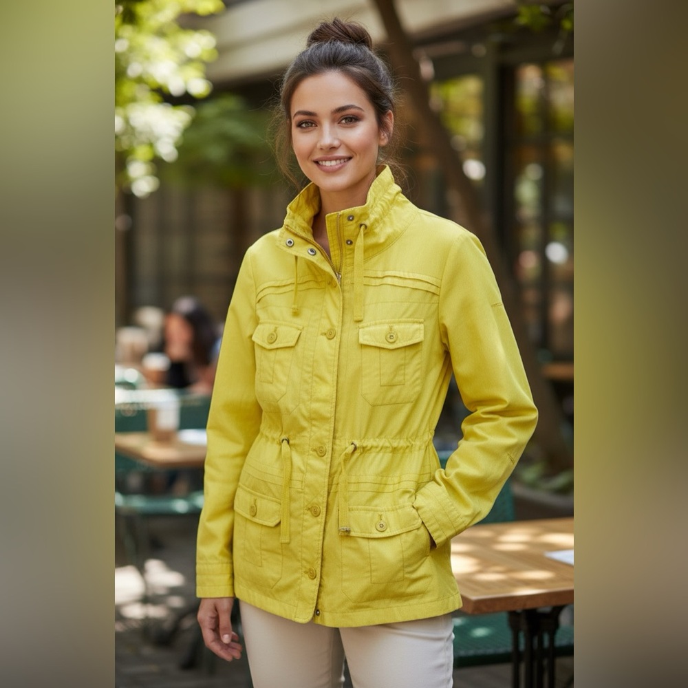 Daughters of the Liberation Yellow Utility Anorak Jacket Anthropologie Size 8